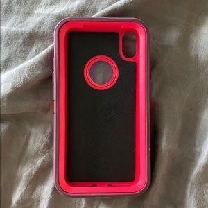 3peice protective iphone xr case pink & purple
